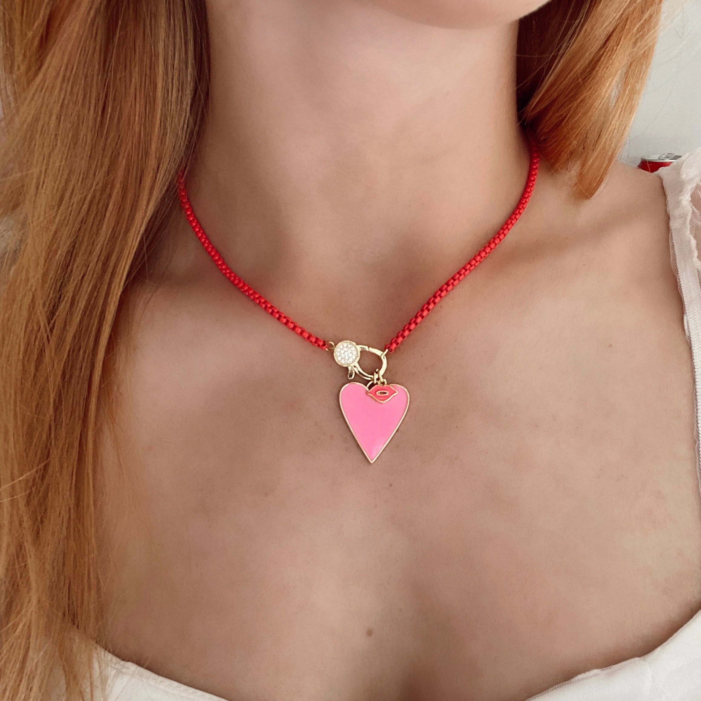 She is everything #pink #initialnecklace #icynecklace, Necklace